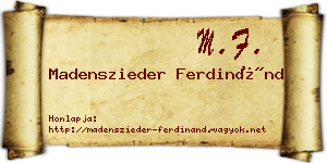 Madenszieder Ferdinánd névjegykártya